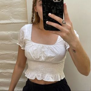 Princess Polly cropped white shirt